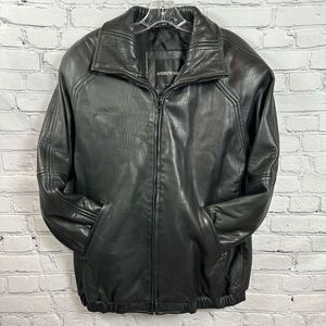 Andrew Marc Mens Lined Leather Jacket Buttery Soft Black Back Stitching Detail M